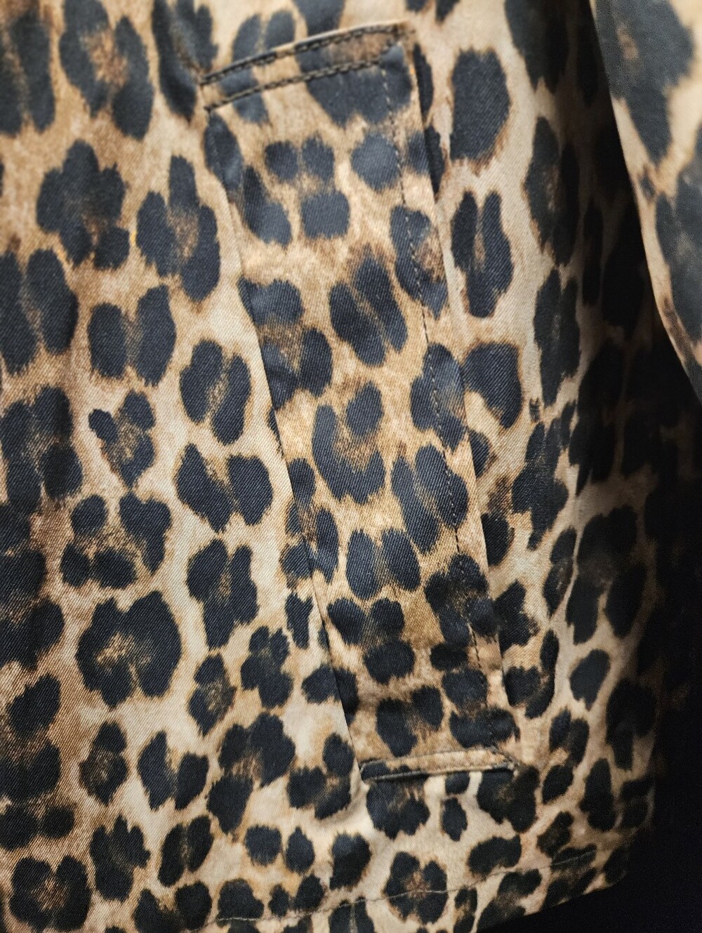 Sam Edelman Leopard Print Corduroy Trim Barn Jacket Coat Brown Tan Quilted M - Picture 7 of 13